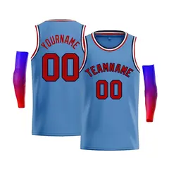 Men's Light Blue Navy-Red Bull Casual Basketball Jersey 1
