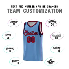 Light Blue Navy-Red Sleeve Color Block Basketball Jersey 4