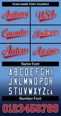 Light Blue Navy Red-White Gradient Two-Button Softball Jersey 3