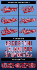 Light Blue Navy Red-White Gradient Two-Button Softball Jersey 3