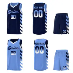 Light Blue Navy Reversible Basketball Kits - Side Arrow Navy White Gradient 2