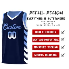 Light Blue Navy Reversible Basketball Kits - Side Arrow Navy White Gradient 3