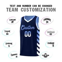 Light Blue Navy Reversible Basketball Kits - Side Arrow Navy White Gradient 4
