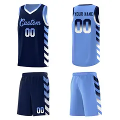 Light Blue Navy Reversible Basketball Kits - Side Arrow Navy White Gradient 5