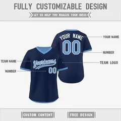 Light Blue Navy Reversible Pullover Baseball Jersey 3