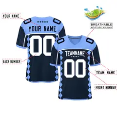 Light Blue Navy Side Blocks Raglan Authentic Football Jersey 2