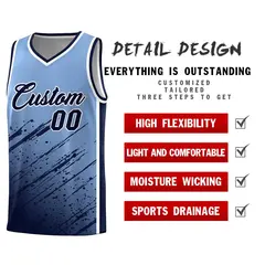Light Blue Navy Splash Basketball Uniforms for Practice 2