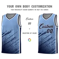 Light Blue Navy Splash Basketball Uniforms for Practice 3