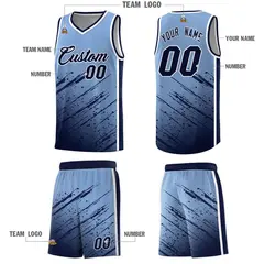 Light Blue Navy Splash Basketball Uniforms for Practice 5