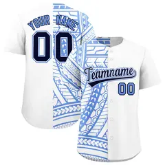 Light Blue Navy Split Tribal Baseball Jersey