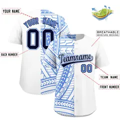 Light Blue Navy Split Tribal Baseball Jersey 2