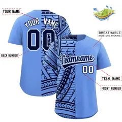 Light Blue Navy Split Tribal Baseball Jersey 2