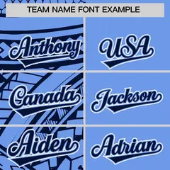 Light Blue Navy Split Tribal Baseball Jersey 3