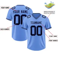 Light Blue Navy Square Neckline Football Jersey 2