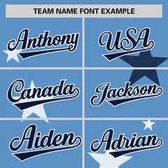 Light Blue Navy Star Graffiti Two-Button Baseball Jersey 3