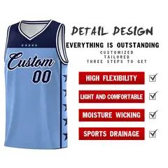 Light Blue Navy Star Pattern Sports Basketball Jersey 2