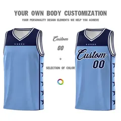 Light Blue Navy Star Pattern Sports Basketball Jersey 3