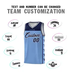 Light Blue Navy Star Pattern Sports Basketball Jersey 4