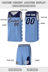 Light Blue Navy Star Pattern Sports Basketball Jersey 5