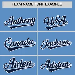 Light Blue Navy Star Ribbing Authentic Baseball Jersey 3