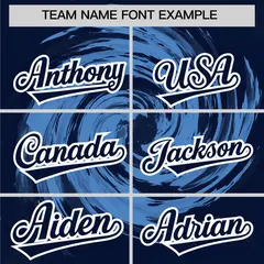 Light Blue Navy Swirl Graffiti Baseball Jersey 3