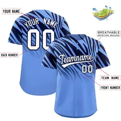 Light Blue Navy Tiger Stripe Gradient Baseball Jersey 2