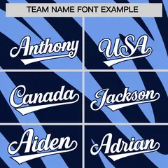 Light Blue Navy Tiger Stripe Gradient Baseball Jersey 3
