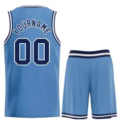 Light Blue Navy-White Bull Classic Sets Basketball Jersey 2