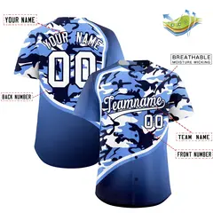 Light Blue Navy White Camo Gradient Fashion Baseball Jersey 2