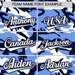 Light Blue Navy White Camo Gradient Fashion Baseball Jersey 3