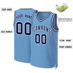 Light Blue Navy-White Classic Basketball Jersey 2