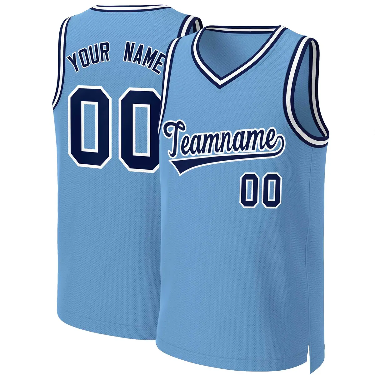 Light Blue Navy-White Classic Basketball Jersey