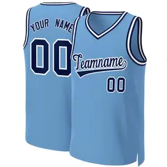 Light Blue Navy-White Classic Basketball Jersey 1