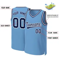 Light Blue Navy-White Classic Basketball Jersey 2