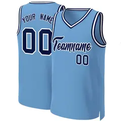 Light Blue Navy-White Classic Basketball Jersey 1
