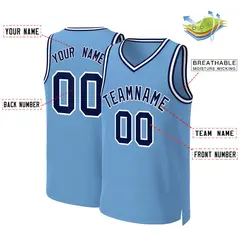 Light Blue Navy-White Classic Basketball Jersey 2