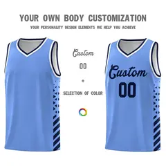 Light Blue Navy White Diamond Stripe Side Basketball Jersey 3