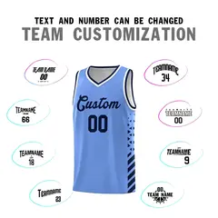 Light Blue Navy White Diamond Stripe Side Basketball Jersey 4