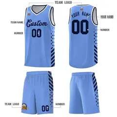 Light Blue Navy White Diamond Stripe Side Basketball Jersey 5