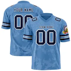 Light Blue Navy-White Graffiti Line Design Football Jersey