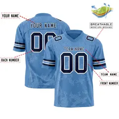 Light Blue Navy-White Graffiti Line Design Football Jersey 2