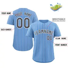 Light Blue Navy-White Stripe Fashion Baseball Jersey 2