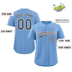 Light Blue Navy-White Stripe Fashion Baseball Jersey 2