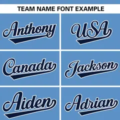 Light Blue Navy-White Stripe Raglan Baseball Jersey 3