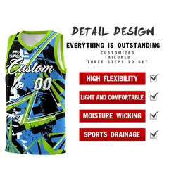 Light Blue Neon Green Abstract Graffiti Basketball Jersey 2