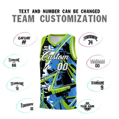 Light Blue Neon Green Abstract Graffiti Basketball Jersey 4