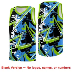 Light Blue Neon Green Abstract Graffiti Basketball Jersey 6