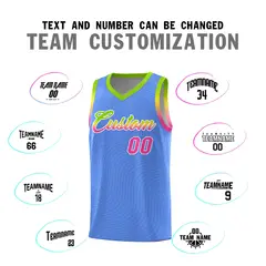 Light Blue Neon Green Wave Pattern Basketball Uniform Jersey 4