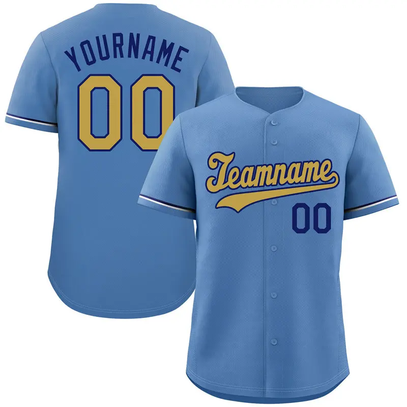 Light Blue Old Gold-Royal Classic Style Baseball Jersey