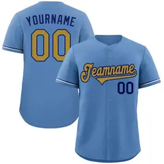 Light Blue Old Gold-Royal Classic Style Baseball Jersey 1